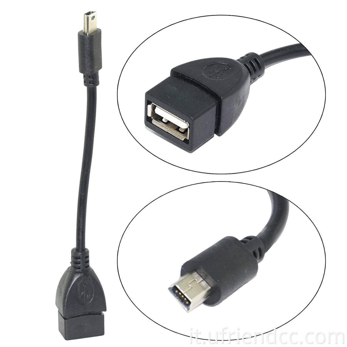 Cavo OTG USB per telecamere digitali - cavo adattatore maschile da femmina a mini USB a 5 pin